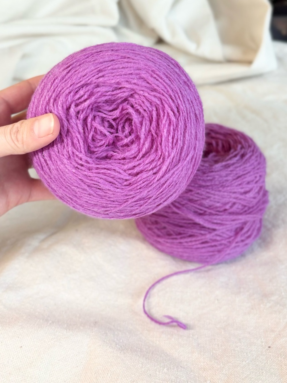lace weight chainette yarn - magenta purple 2 cakes